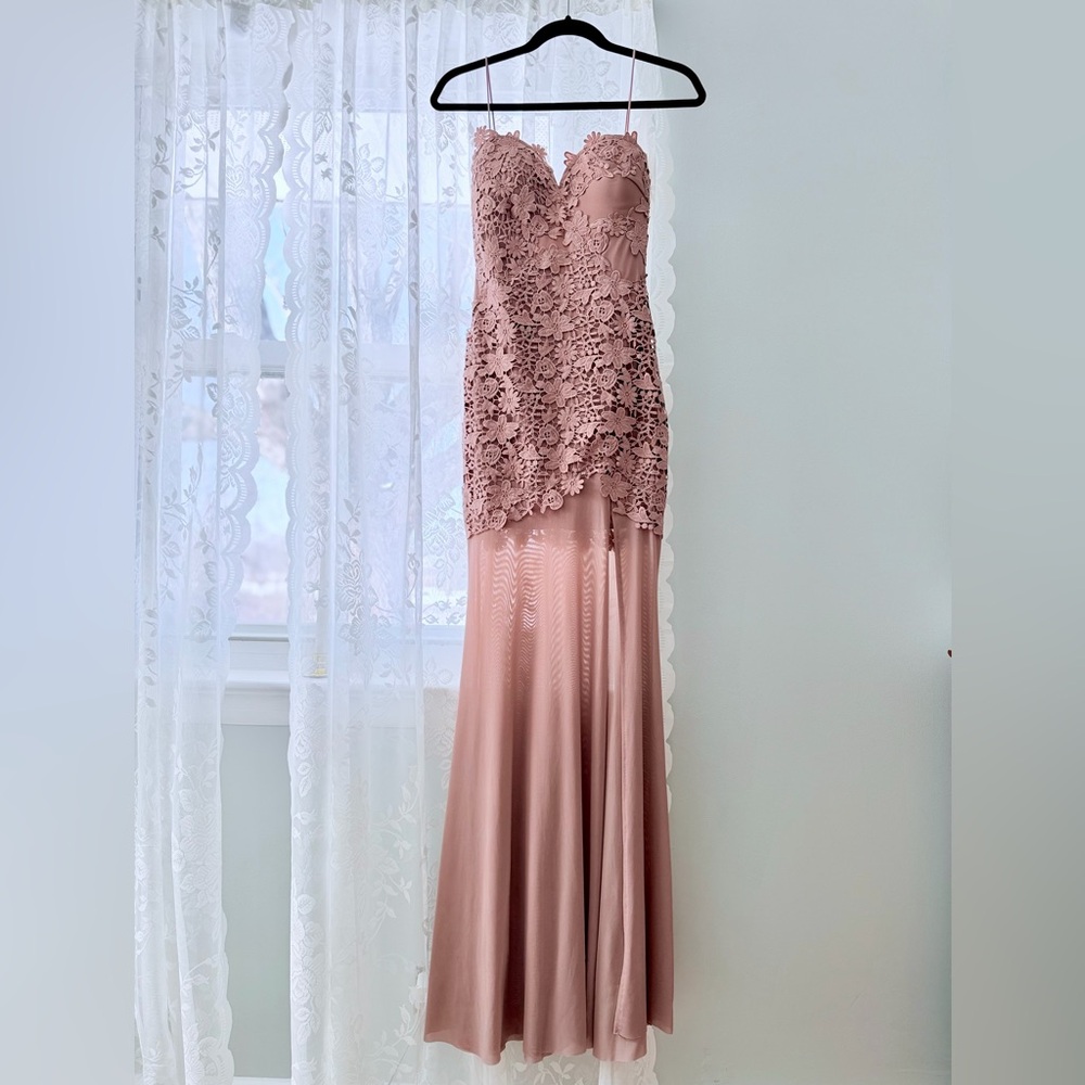 Dusty Rose Lace Maxi Dress | Wedding Guest Formal | Size Small